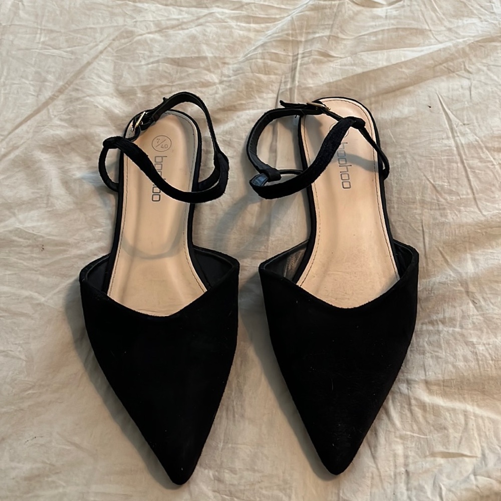 Boohoo black pointed flats womens us 9 uk 7